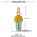 Detail of popcorn bucket charm in gold and blue enamel with dimensions and 1.8g weight - Popcorn Style (YH963)