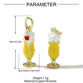 Detail view of yellow milkshake pendants showing 19mm height and copper enamel craft - Milkshake Cold Drink Style (YH964)