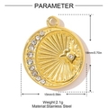 Golden stainless steel round pendant with crescent moon and star zircon details - Star and Moon Disc Style (YH892)