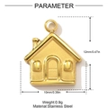 Macro view of gold house pendant made of stainless steel with measurement and weight detail - House Shape Style (YH893)