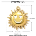 Golden stainless steel sun pendant with white smiley face and heart eyes charm - Heart-Eyed Sun Style (YH907-1)