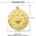 Dettaglio di un ciondolo Love in acciaio dorato con raggio di sole e strass rosa - Stile Love Motivo Raggiante Strass Rosa (YH984)