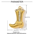 Detailed dimensions of 3D boot pendant in gold stainless steel with rhinestones - Boot Style (YH886)