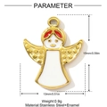 Detailed view of white enamel angel pendant with gold edges and dimensions 15x13mm - Angel Style (YH908)