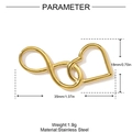Detailed size chart for 1.9g gold stainless steel infinity heart pendant showing 35mm height - Infinity Heart (YH888)