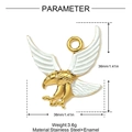 Detailed view of gold eagle pendant with white enamel inlay and product measurements - Spreading Wings White Eagle (YH996-1)