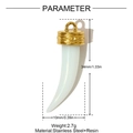 White horn pendant necklace with gold eye-patterned stainless steel cap on white background - Pure White Smooth Style (YH1144-1)