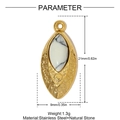 Pendentif vintage en acier inoxydable doré avec pierre naturelle blanche et gravures - Style Marquise Pierre Naturelle Blanche (YH1147-1)