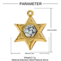 Vue détaillée du pendentif étoile d'hexagramme avec pierre naturelle et dimensions - Style Hexagramme Pierre Naturelle Blanche (YH1148-1)