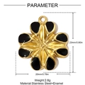 Detailed view of daisy pendant dimensions and stainless steel material info - Black Six-Petal Flower Style (YH1191-3)