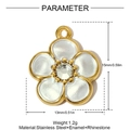 Technical view showing dimensions of a white daisy flower pendant with zircon and steel - White Five-Petal Rhinestone Flower Style (YH1192-1)