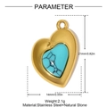 Dimensions détaillées du pendentif cœur en acier inoxydable avec pierre de turquoise - Style Cœur Turquoise (YH1149)