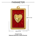 Detailed view of square stainless steel love heart pendant with red enamel inlay - Red Heart LOVE Pendant (YH1179-1)