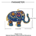 Detail eines blauen Elefanten-Emaille-Anhängers mit Sonnenblumenmuster und Strass - Dunkelblauer Elefant Stil (YH1220)