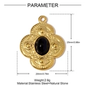 Detailed dimensions of a vintage gold flower pendant with natural black gemstone inlay - Vintage Four-Petal Flower Style (YH1265)