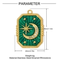 Detailed view of green enamel star and moon pendant with measurements and specs - Green Star Moon Pendant (YH1180-2)
