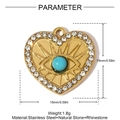 Detailed view of heart-shaped evil eye pendant with blue stone and white rhinestones - Evil Eye Style (YH1266)