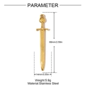 Golden stainless steel sword pendant with dimensions 66mm by 14mm in vintage style - Vintage Long Sword (YH1280)