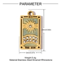 Detailansicht des Tarot-Sonnenanhängers mit grünem Emaille und Maßen in Millimetern - Die Sonne-Stil(YH1229)