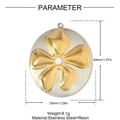 Detailed view of round stainless steel pendant with dimensions 40mm by 33mm - Gold Silver Two-tone Flower Round Plate Style (YH1331)