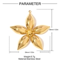 Polished stainless steel gold flower pendant with dimension marks and macro details - Gold Five-petal Flower 3D Style (YH1333)