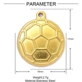 Macro shot of gold stainless steel football pendant with detailed hexagonal stitch patterns - Soccer Ball Style (XF195)