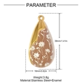 Detailed view of water drop pendant in stainless steel and enamel with floral pattern - White Daisy Drop Style (YH1335-2)