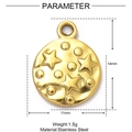 Detail view of 11mm by 14mm stainless steel star pendant with technical dimensions - Star Dot Disk Style (XF199)
