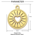 Goldener Herzanhänger aus Edelstahl mit Sonnenstrahl-Design Rundanhänger 14mm x 17mm - Radialmuster Hohlherz Stil (XF201)