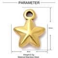 Makroaufnahme des vergoldeten Edelstahl-Sternanhängers mit Maßangaben im Detail - Matte Fünfzackiger Stern Stil (XF203)