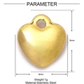 Detailansicht des 8mm goldenen Edelstahl-Herzanhängers mit Maßen und Spezifikationen - Glänzendes Herz Stil (XF204)