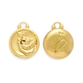 Detailed view of golden Leo zodiac pendant with lion relief and star constellation design - Leo Style (XF500-5)