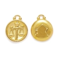 Golden Libra zodiac pendant featuring embossed scales and constellation chart details - Libra Style (XF500-7)