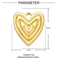 Detailed view of layered heart pendant in gold stainless steel with 17mm width - 3D Layered Heart Style (XF437)