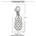 Dettagli delle dimensioni del ciondolo a forma di ananas in acciaio con chiusura a moschettone - Ananas Vuoto (Argento)