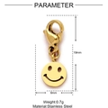 Detailed size parameters of stainless steel smiley face charm with lobster clasp - Gold Smiley Lobster Clasp (XF544-2)