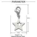 Detailed size chart of a 23mm star pendant made of stainless steel with lobster clasp - Hollow Star Style (XF538-1)