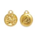 Close-up of golden Capricorn zodiac pendant with embossed goat and star map detail - Capricorn Style (XF500-10)