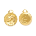 Detailed macro view of gold plated Aquarius zodiac charms with matte brushed texture - Aquarius Style (XF500-11)