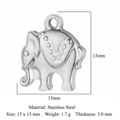 Vue détaillée du pendentif éléphant 13x13mm en acier inoxydable poli avec texture - Style Éléphant Argent (XF498-1)