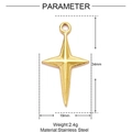 Detail of 34mm gold stainless steel star pendant with dimensions and weight data - Cross Star Style (XF440)