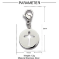 Detailed size parameters of 24mm hollow cross pendant in polished stainless steel - Cross Hollow Round Plate (XF539-1)