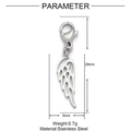 Detail of wing-shaped stainless steel pendant with dimensions 29x5mm and lobster clasp - Silver Wing Lobster Clasp (XF545-1)