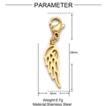 Detailed view of wing-shaped stainless steel pendant with dimensions 29mm by 5mm - Gold Wing Lobster Clasp (XF545-2)