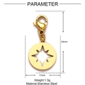 Detailed view of gold stainless steel star pendant with dimensions and technical parameters - Eight-pointed Star Hollow Round Plate (XF540-2)