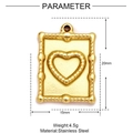 Detail of 4.5g golden stainless steel rectangular heart pendant with bamboo border - Rectangular Heart Style (XF445)