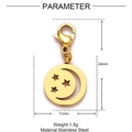 Detailed view of moon and star stainless steel pendant with 24mm height measurement - Moon and Stars Hollow Round Plate (XF541-2)