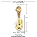Diagramme technique détaillé d'un pendentif palmier doré de 25mm avec cotes et poids - Main à Motif Spiralé Dorée (XF513-2)