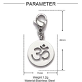 Détails du pendentif Om en acier inoxydable avec dimensions et fermoir mousqueton - Médaillon Om Argenté (XF516-1)