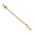 Detail of gold stainless steel extension chain with lobster clasp and S.STEEL tag - Gold Rectangular Tag Style (YG073-2)